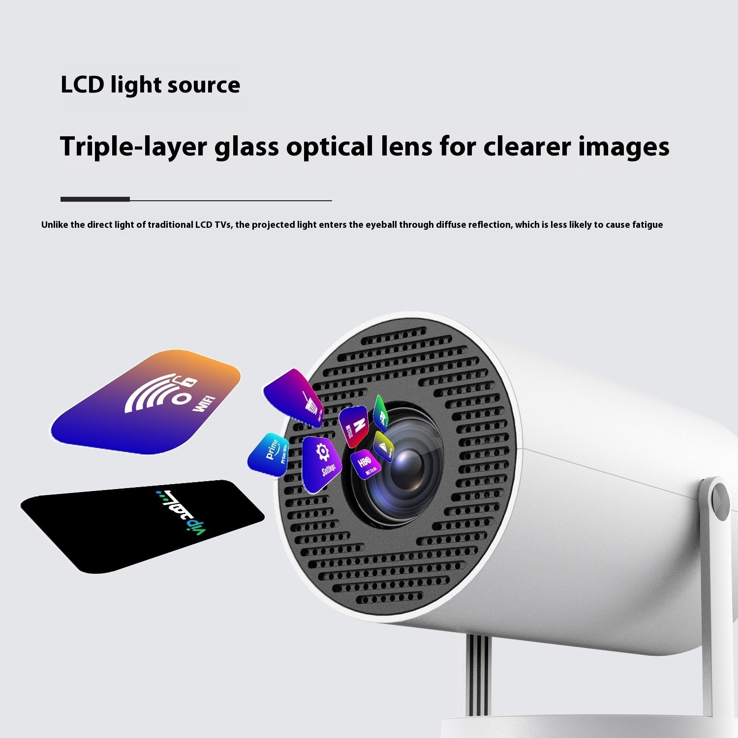 Portable Projector For Home Use 180 Degrees Angle Automatic Focus