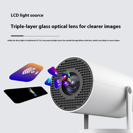 Portable Projector For Home Use 180 Degrees Angle Automatic Focus