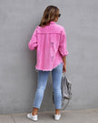 Fashion Ripped Shirt Jacket Female Autumn And Spring Casual Tops