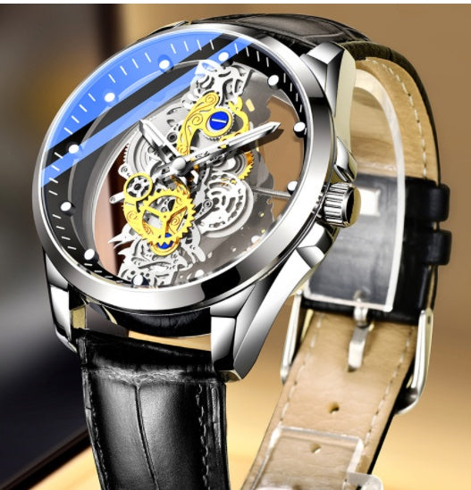 Skeleton Automatic Quartz Watch Gold Man Watch