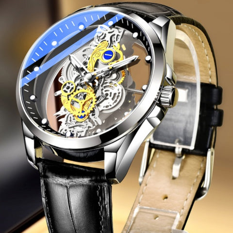Skeleton Automatic Quartz Watch Gold Man Watch