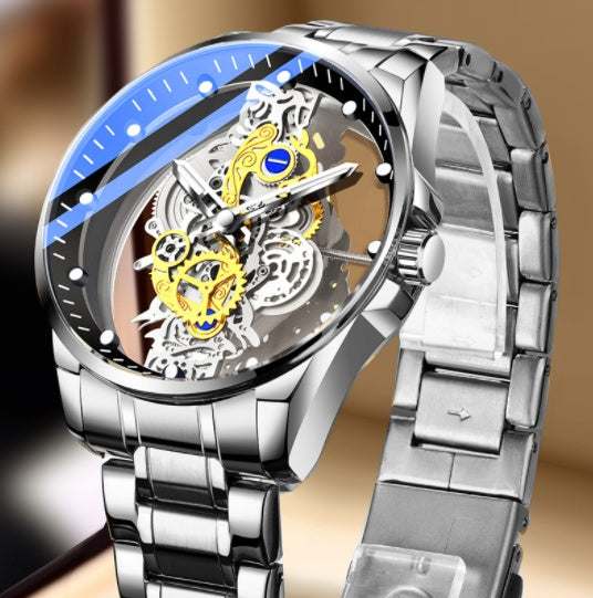 Skeleton Automatic Quartz Watch Gold Man Watch
