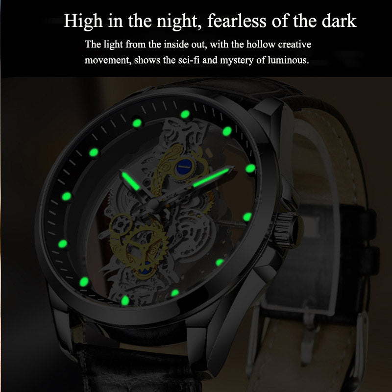 Skeleton Automatic Quartz Watch Gold Man Watch