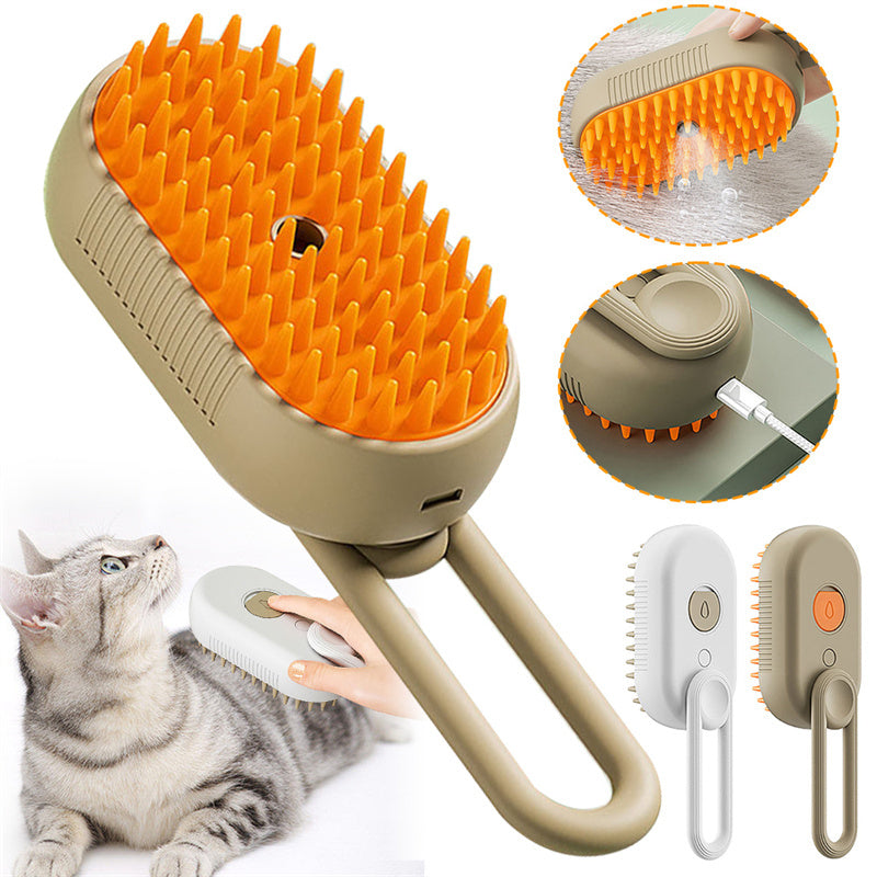 3 In 1 Pet Steam Brush Electric Spray Grooming Comb