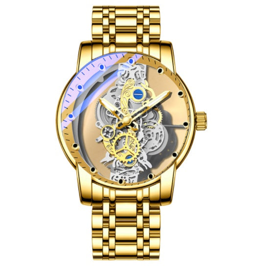 Skeleton Automatic Quartz Watch Gold Man Watch