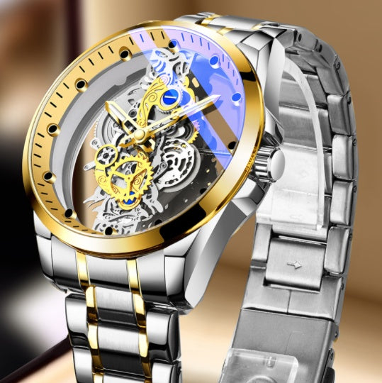 Skeleton Automatic Quartz Watch Gold Man Watch