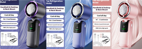 New Ice Pack High-Speed Handheld Eletirc Fan Speed Adjustable Folding Mini Fan Portable Outdoor Hanging Neck Small Fan