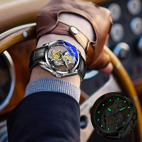 Skeleton Automatic Quartz Watch Gold Man Watch