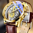 Skeleton Automatic Quartz Watch Gold Man Watch