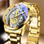 Skeleton Automatic Quartz Watch Gold Man Watch