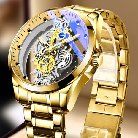 Skeleton Automatic Quartz Watch Gold Man Watch