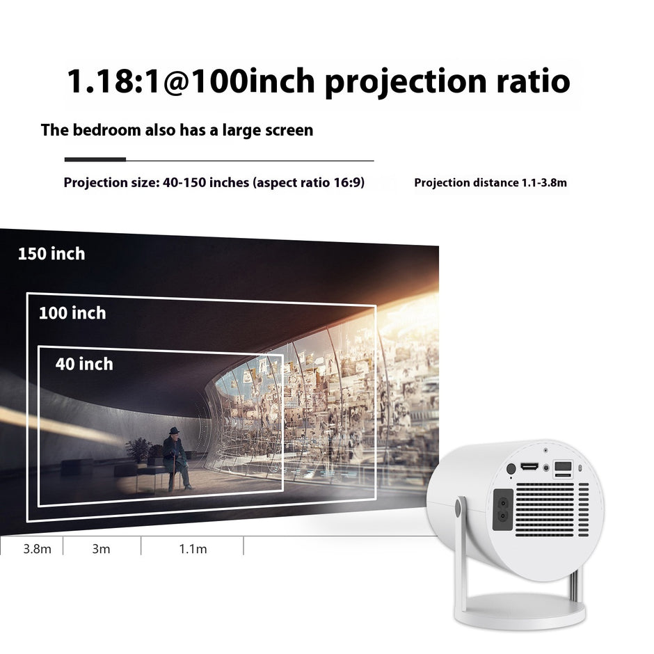 Portable Projector For Home Use 180 Degrees Angle Automatic Focus