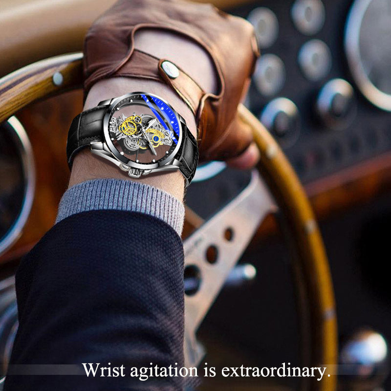 Skeleton Automatic Quartz Watch Gold Man Watch