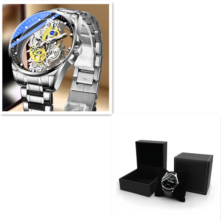 Skeleton Automatic Quartz Watch Gold Man Watch